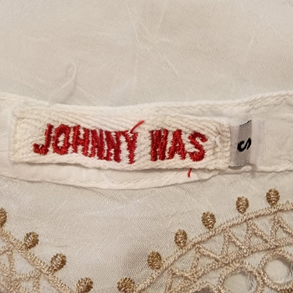 Johnny Was Eyelet Floral Embroidered Tunic Top 1/2 Button Front White Size Small - Picture 9 of 9